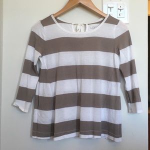 LOFT Striped top with ribbon bow